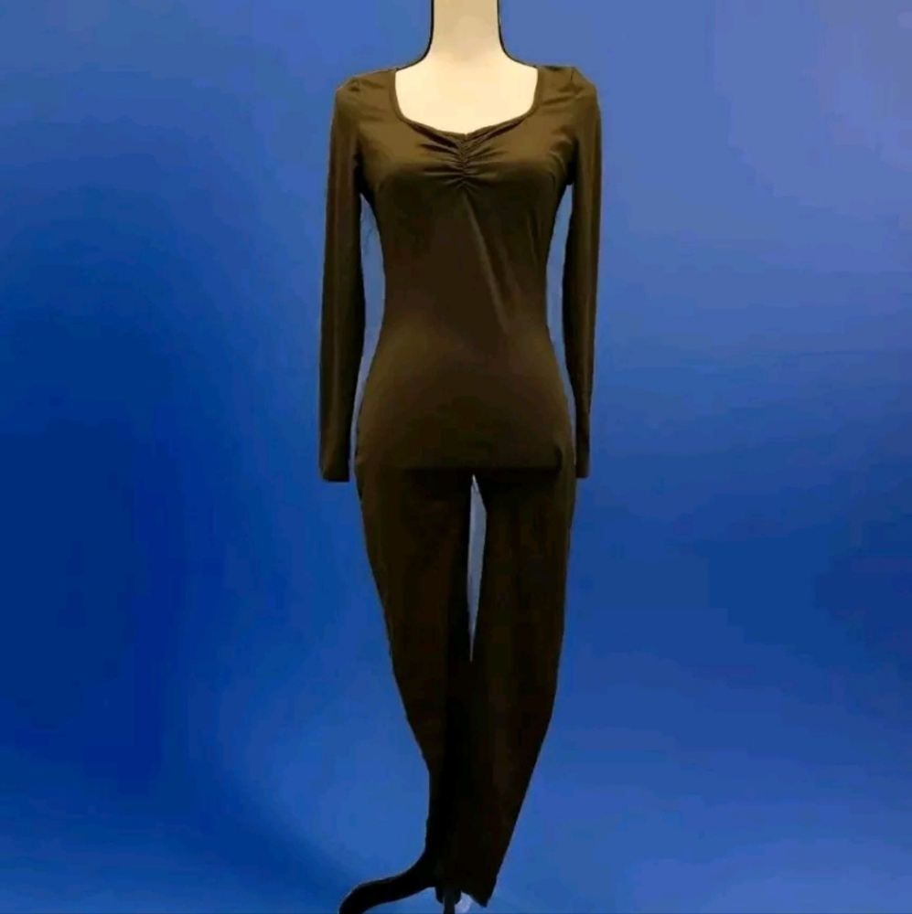CTU Womens Brown Workout Bodysuit zipup small